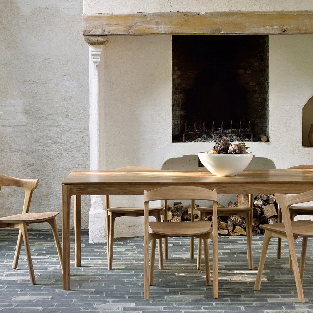 Premium Teak Wood Dining Table 220cm - Solid Wood Modern Farmhouse Style Dining Room Table for 8-10 People - Perfect for Family Gatherings & Dinner Parties