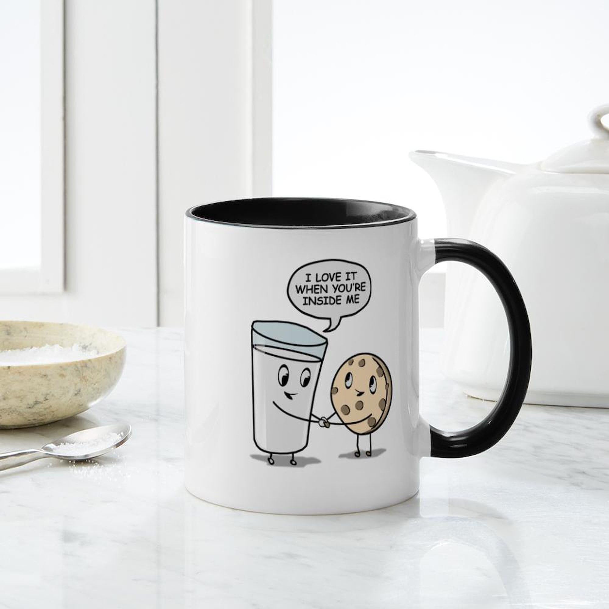 CafePress Milk And Cookies Ceramic Coffee Mug - 11 oz (325 ml) for Hot & Cold Drinks - Perfect for Home, Office, or Gift Giving