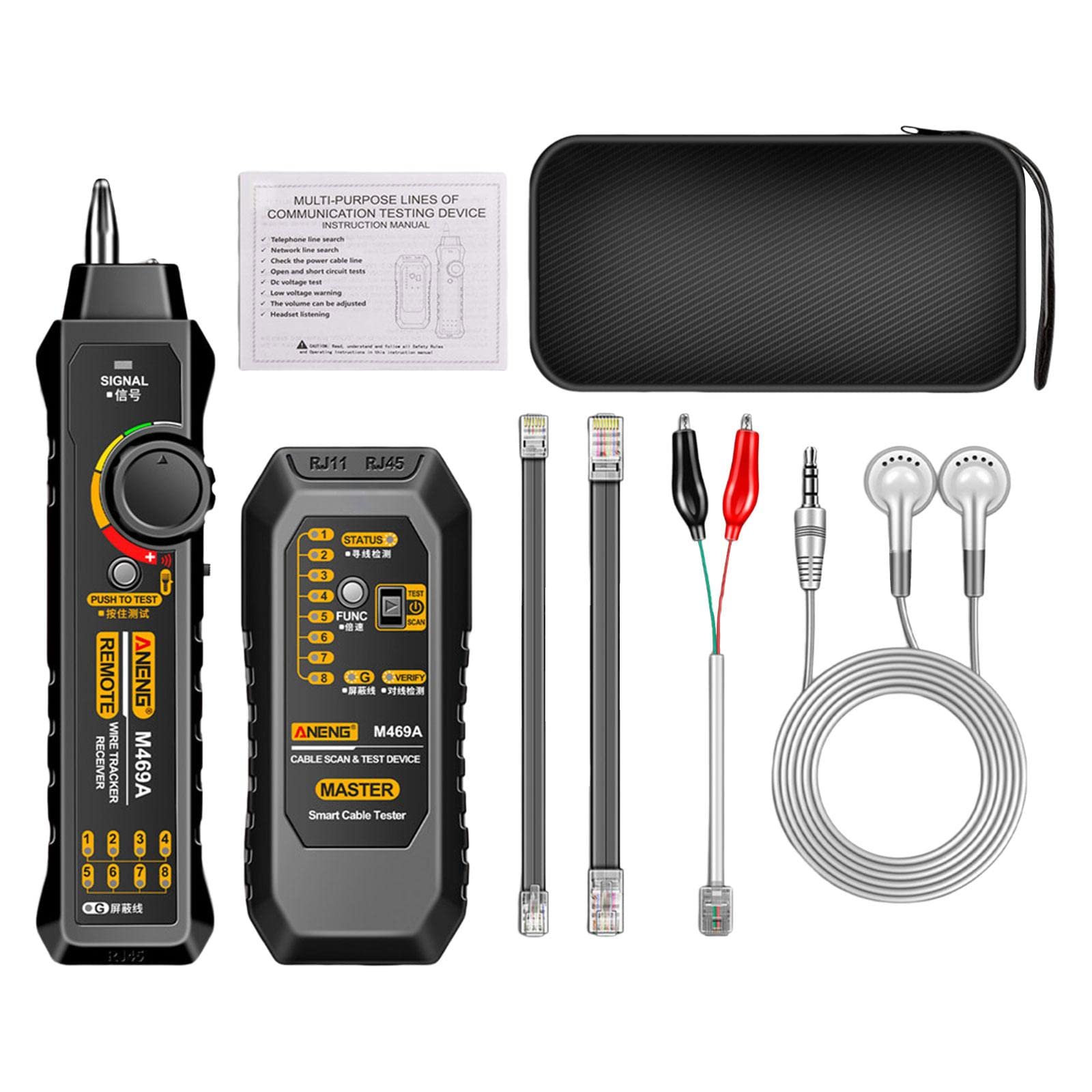2-Pack Network Cable Tester Kit - RJ45 & RJ11 Line Finder with Optical CAT Detection - Professional Ethernet Cable Tester for Home, Office, and Data Center Networking Setup