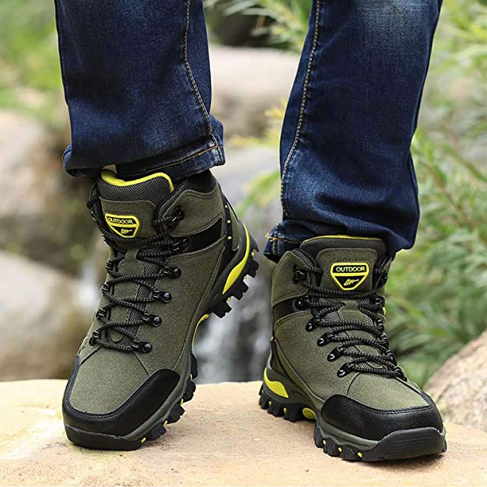 **LCpddajlspig Men's Lightweight Waterproof Hiking Boots - Non-Slip Winter Trekking Shoes for Outdoor, Mountain & Motorcycle Safety - Comfortable Wide Fit for Hiking & Camping Adventures**