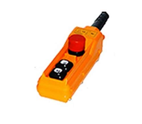 2 Button Pendant Control with UP/Down Buttons & Emergency Stop - Industrial Machinery Remote Control for Cranes, Hoists, and Conveyors
