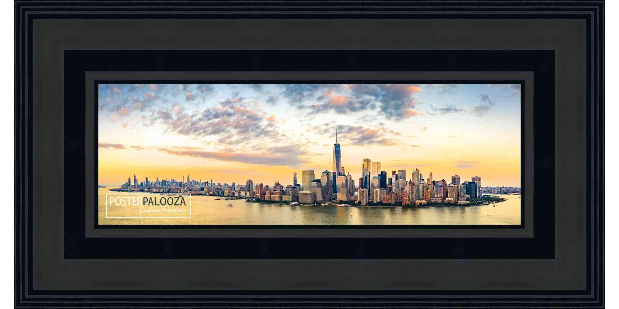 40x13.5 Inch Black Lacquer Wood Panoramic Picture Frame with UV Protective Acrylic, Foam Board Backing & Hanging Hardware - Perfect for Wall Art, Home Decor, Office Display & Photo Gallery