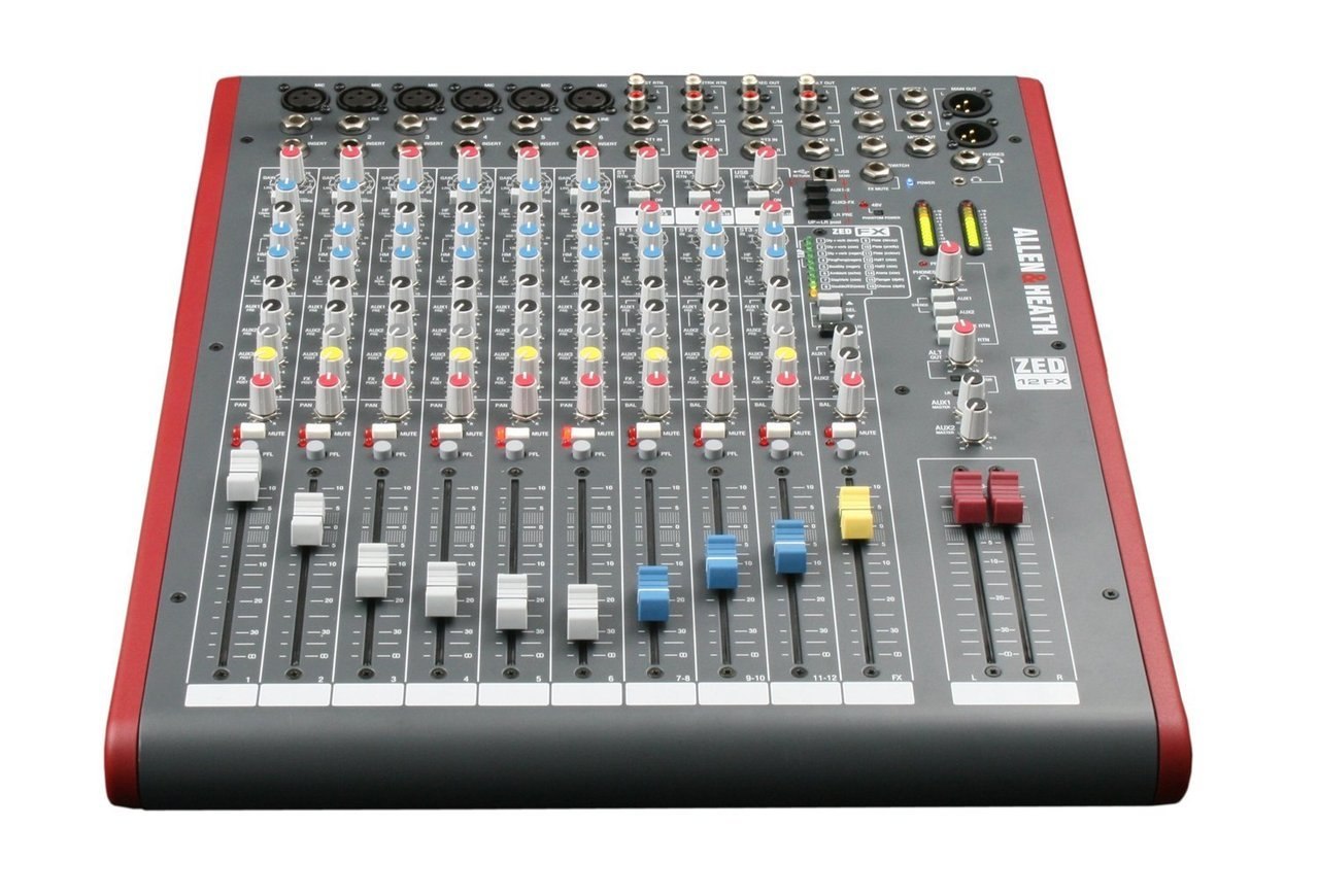 Allen & Heath ZED 12FX 12-Channel Professional Audio Mixer with USB Interface & Built-In Effects - Perfect for Live Performances, Studio Recording, and Podcasting