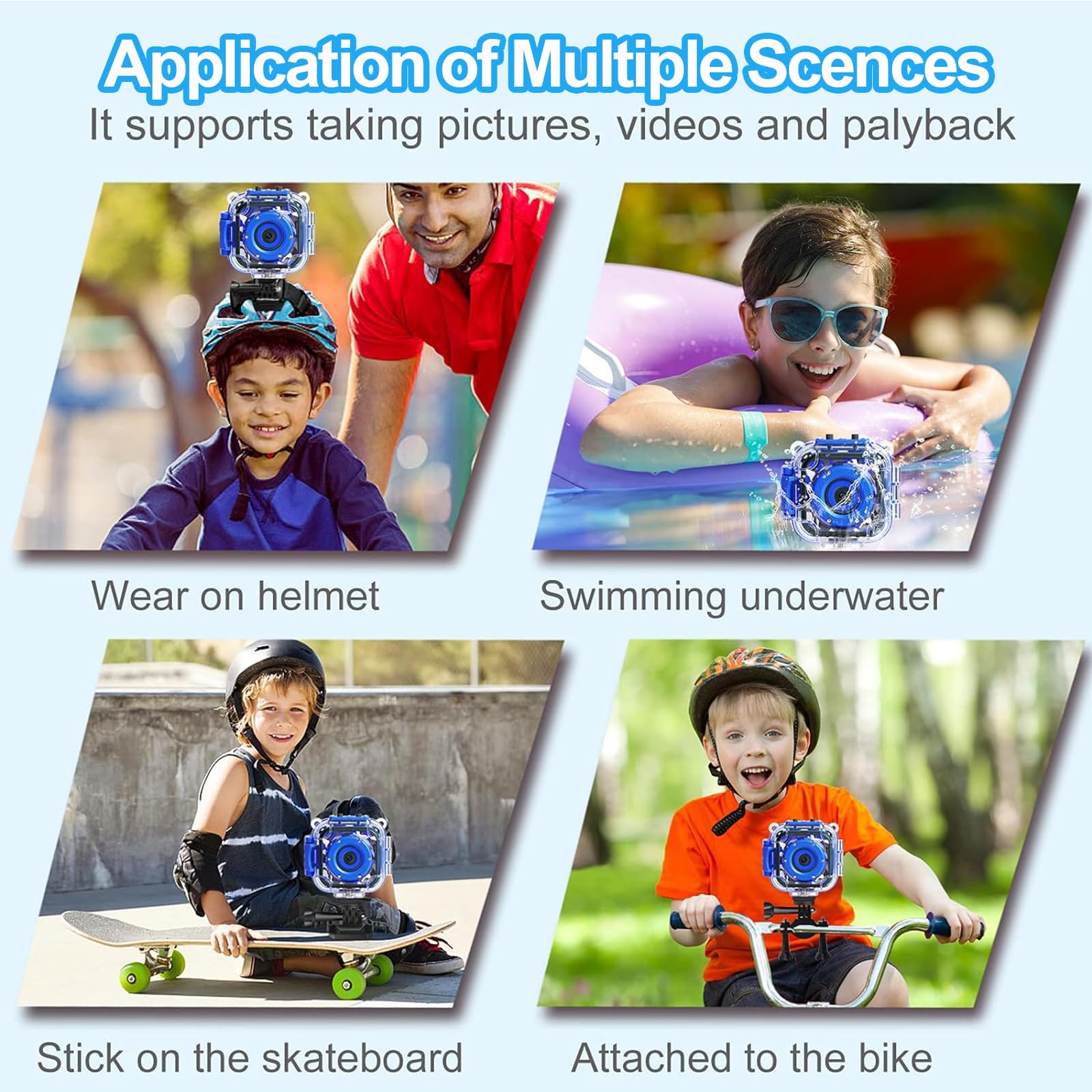PROGRACE Kids Waterproof Digital Camera - 1080P HD Action Video Camera for Children, Durable Underwater Camera for Boys & Girls - Perfect Birthday, Christmas & New Year Gift (Blue) - Great for Swimming, Beach Trips & Outdoor Adventures