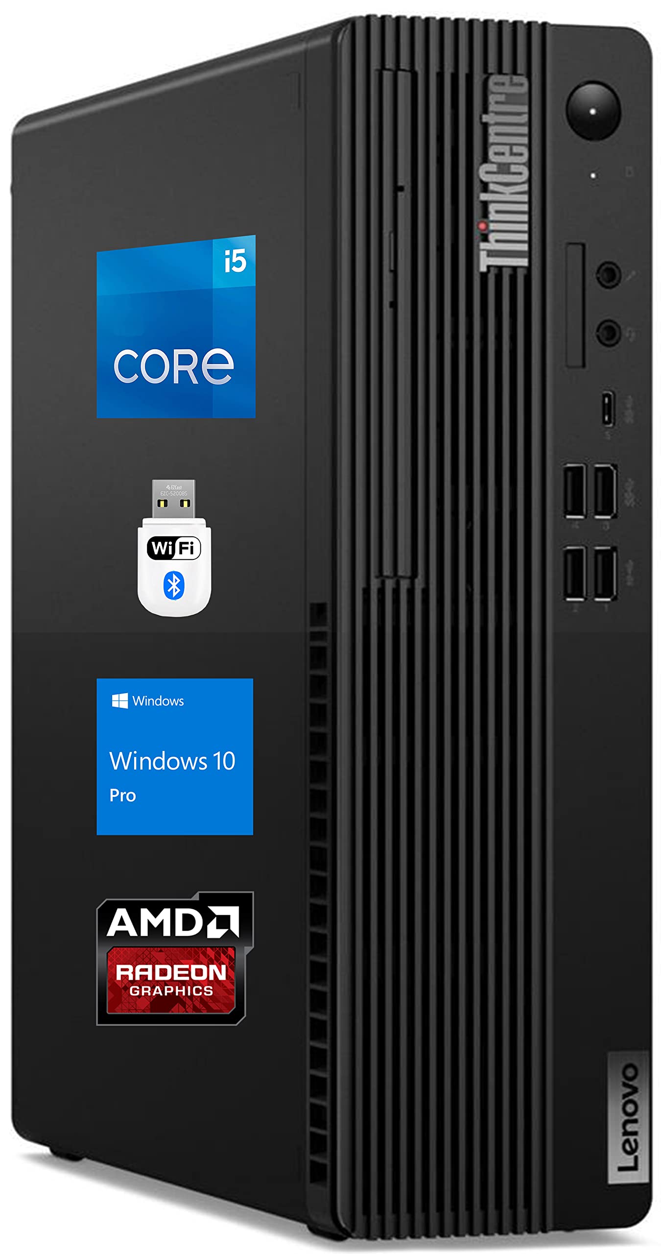 Lenovo ThinkCentre M70S SFF Desktop Computer - Intel Core i5-10400 Processor, 16GB RAM, 512GB SSD, AMD Radeon R7 430 2GB Graphics - Windows 10 Pro for Business & Home Office Use with Dual Monitor Support (DisplayPort/HDMI) - Ideal for Accounting, Programming & Video Editing