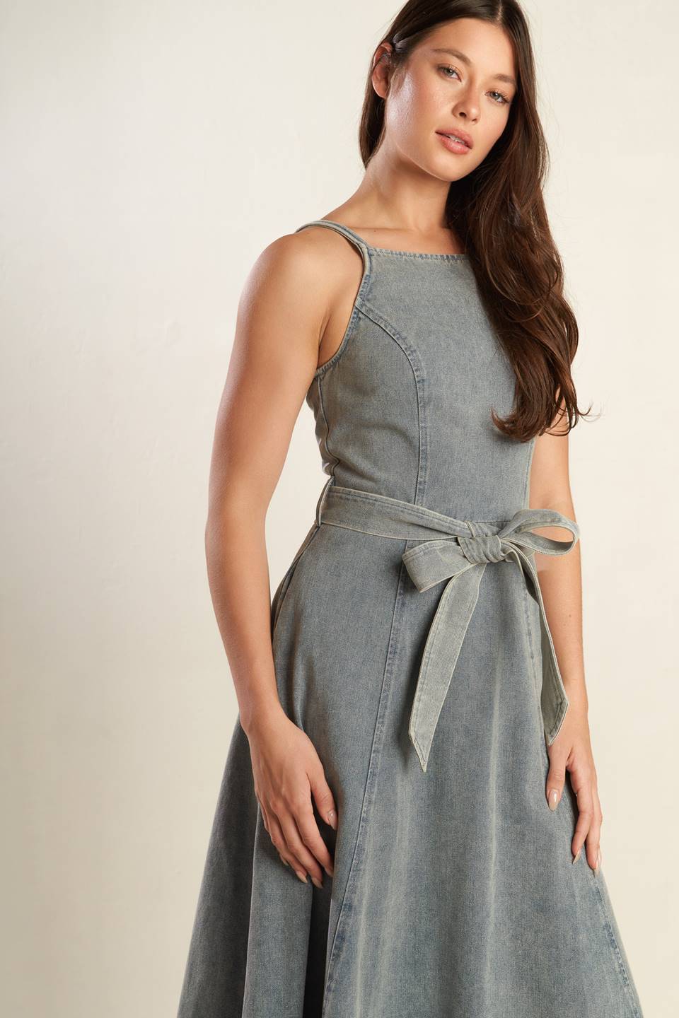 Stylish A Day at the Vineyard Denim Midi Dress for Women - Perfect for Wine Tasting, Brunch & Summer Outings