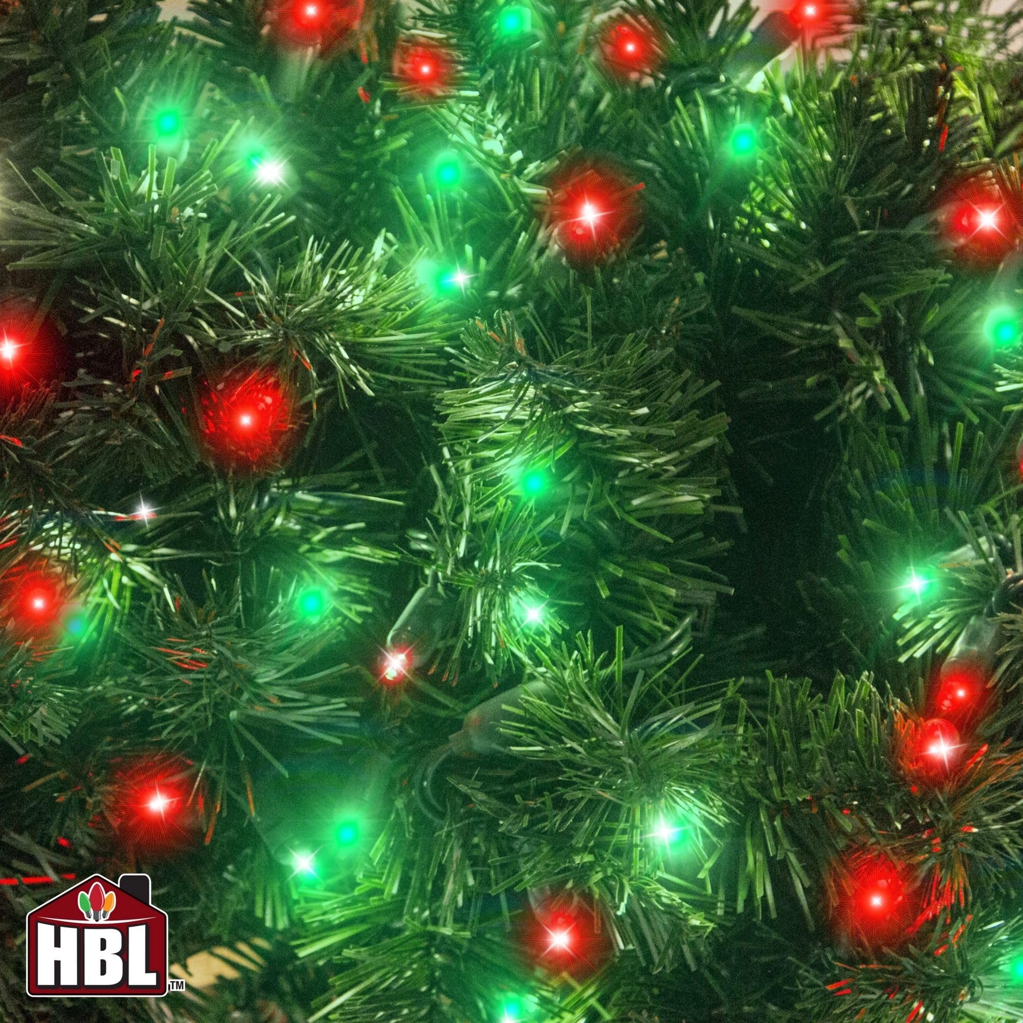 Holiday Bright Lights Indoor/Outdoor 12.3' 500L Twinkling Cluster Rice Lights Connectable - Red & Green | Perfect for Christmas Tree Decorations, Party Lighting, and Outdoor Garden Decor
