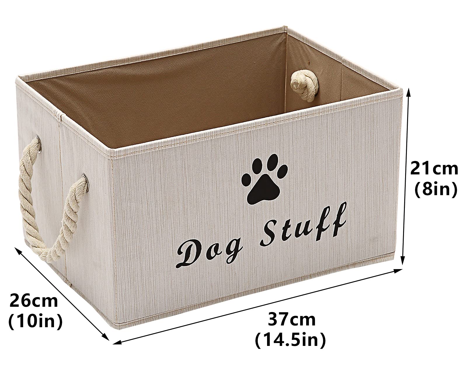 Morezi Canvas Pet Toy Storage Bin & Organizer Basket - White | Perfect for Dog & Cat Toys, Blankets, Leashes, Food | Ideal for Living Room, Bedroom & Pet Play Areas
