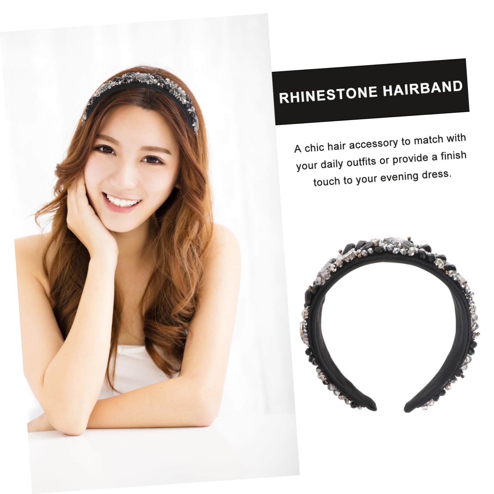 Sparkling Rhinestone Headband for Women - Elegant Bejeweled Hair Hoop with Glittering Crystals | Perfect for Weddings, Parties & Special Occasions