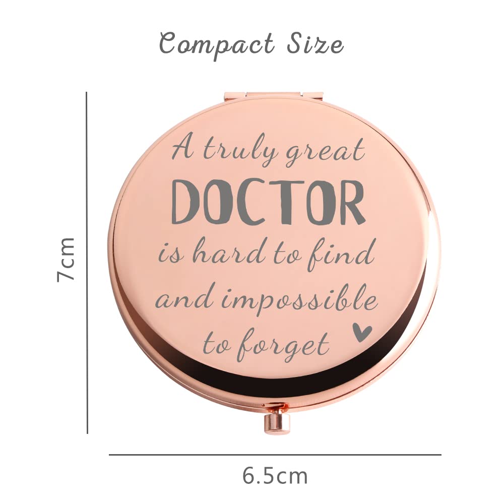 Rose Gold Travel Pocket Mirror - Perfect Doctor Gift for Women | Birthday, Thanksgiving, Graduation & Retirement Present | Compact Makeup Mirror for Medical Professionals On-The-Go