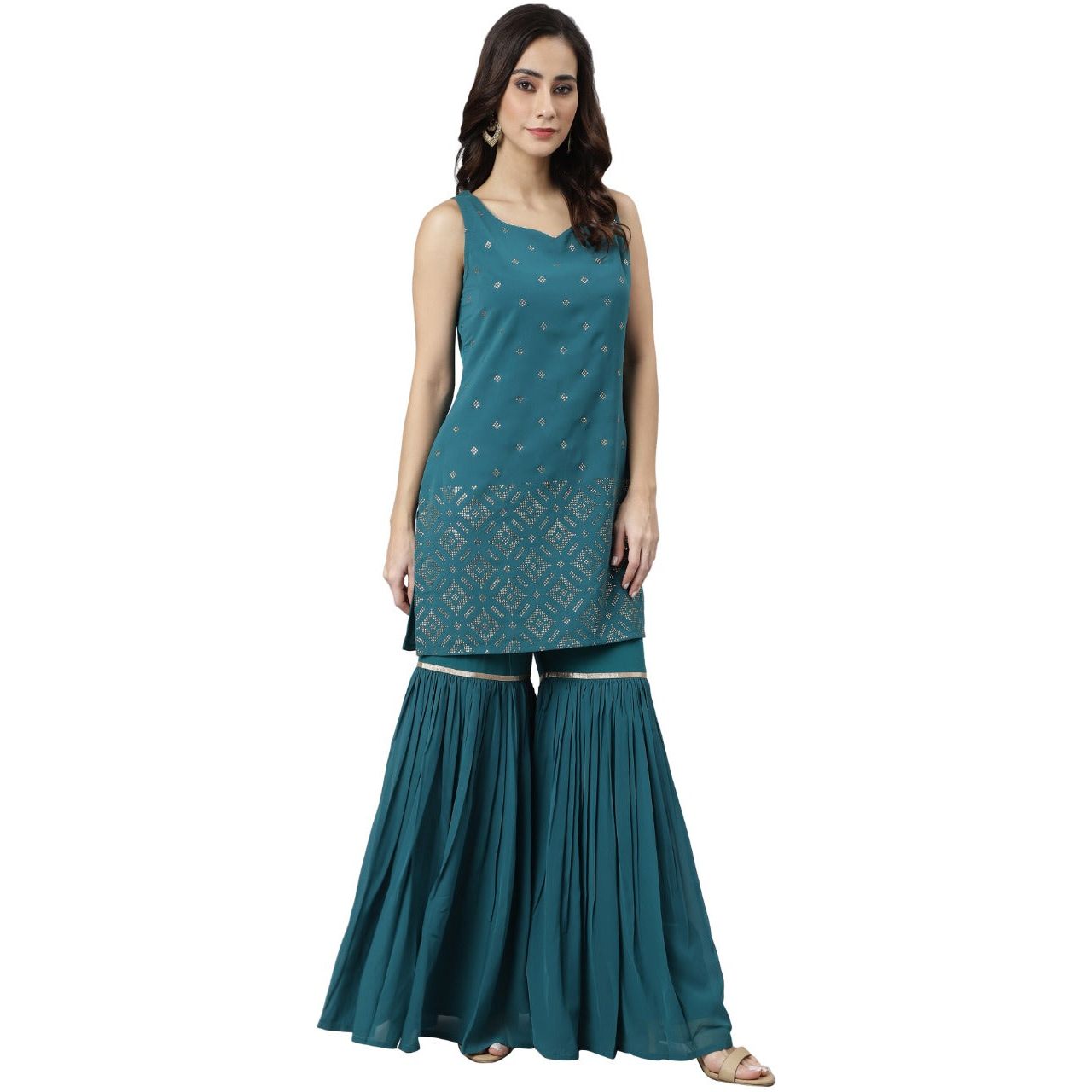 Stylish Women's Party Wear Designer Sleeveless Kurta Set - Elegant Indian Ethnic Outfit for Festivals, Weddings & Special Occasions