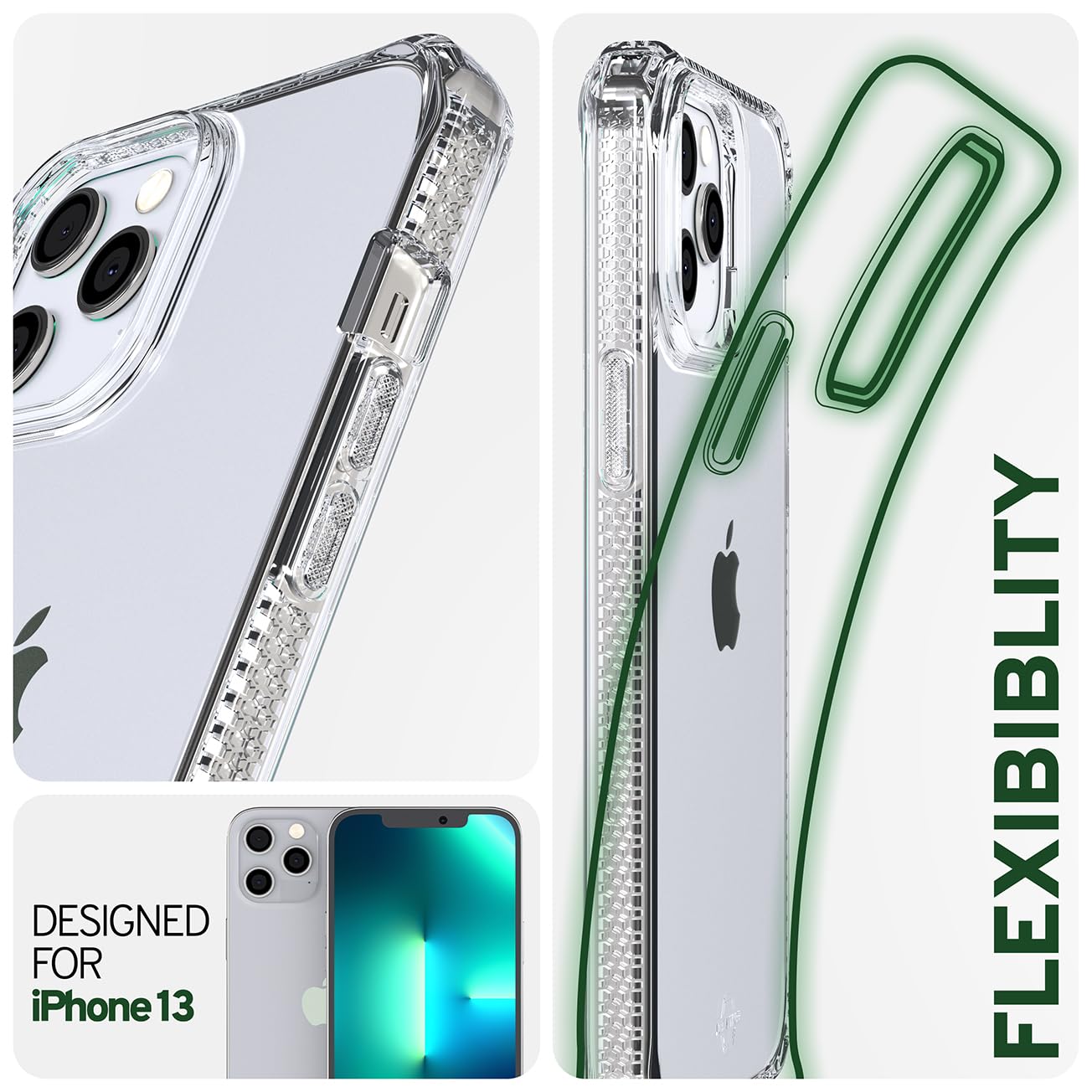ITSKINS Spectrum Clear Protective Phone Case for iPhone 13 Pro | Slim Hybrid Shockproof Cover with Anti-Yellowing Technology | Military-Grade Drop Protection | Perfect for Outdoor Activities, Work & Daily Use