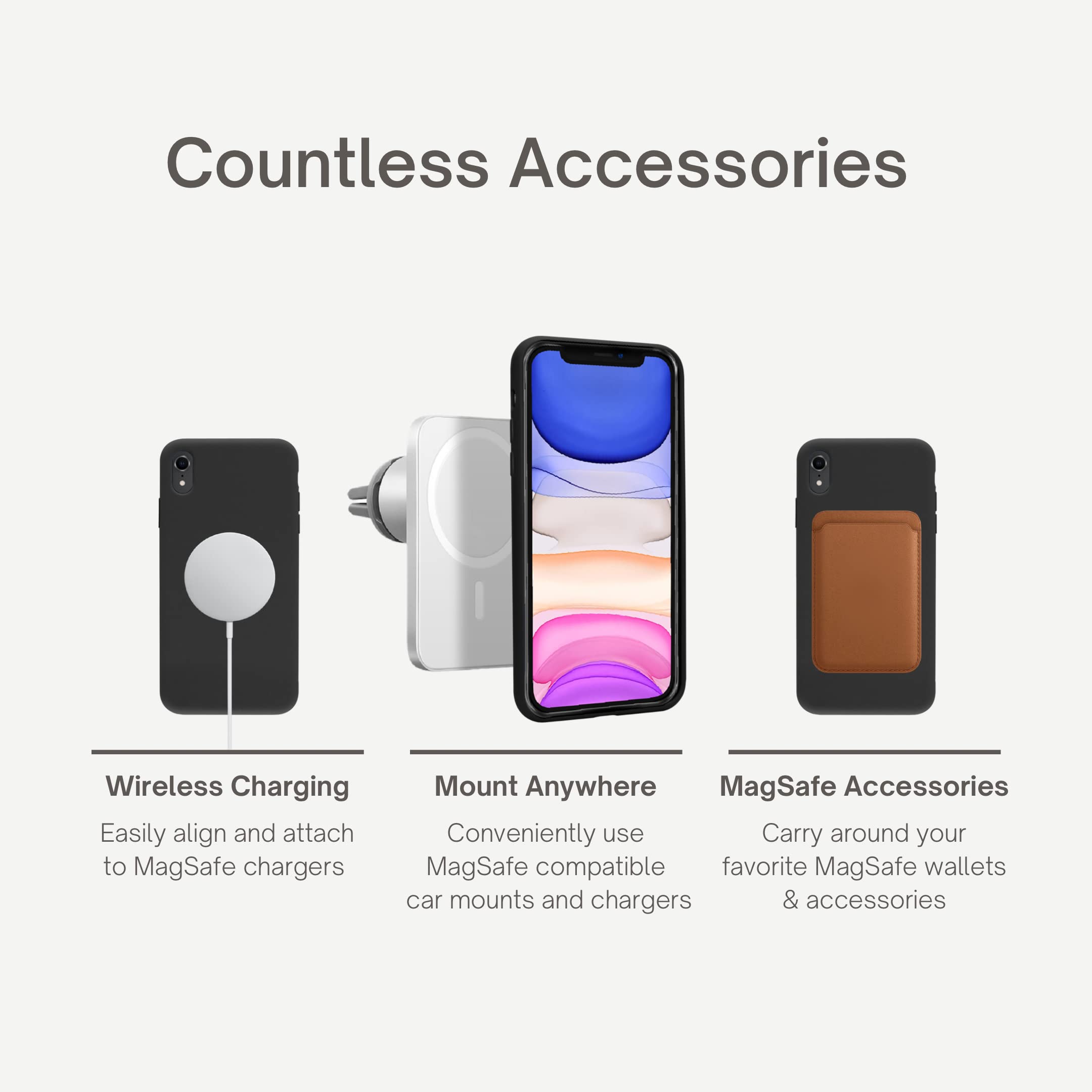 VECI Magnetic Case for iPhone XR - MagSafe Compatible, Soft Touch Silicone Cover (Black) - Perfect for Wireless Charging & Everyday Protection