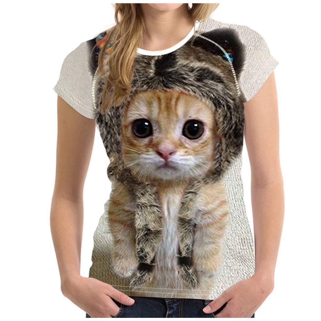 Funny 3D Animal Print Summer T-Shirt - Unisex Short Sleeve Blouse Top for Women, Perfect for Casual Outings & Beach Vacations
