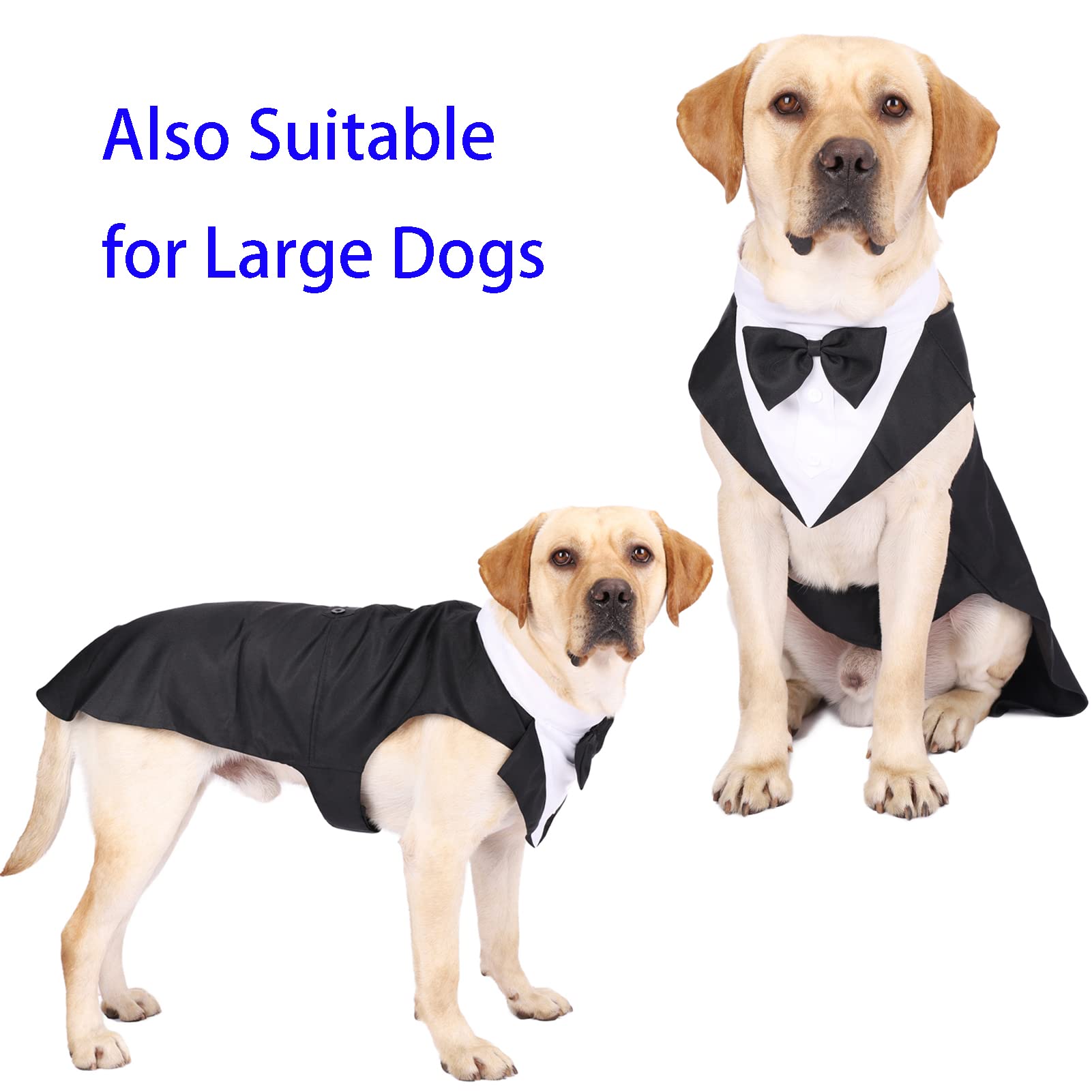 Dog Tuxedo & Bandana Set - Formal Wedding Suit for Small to Large Dogs (Black) for Pet Weddings & Parties