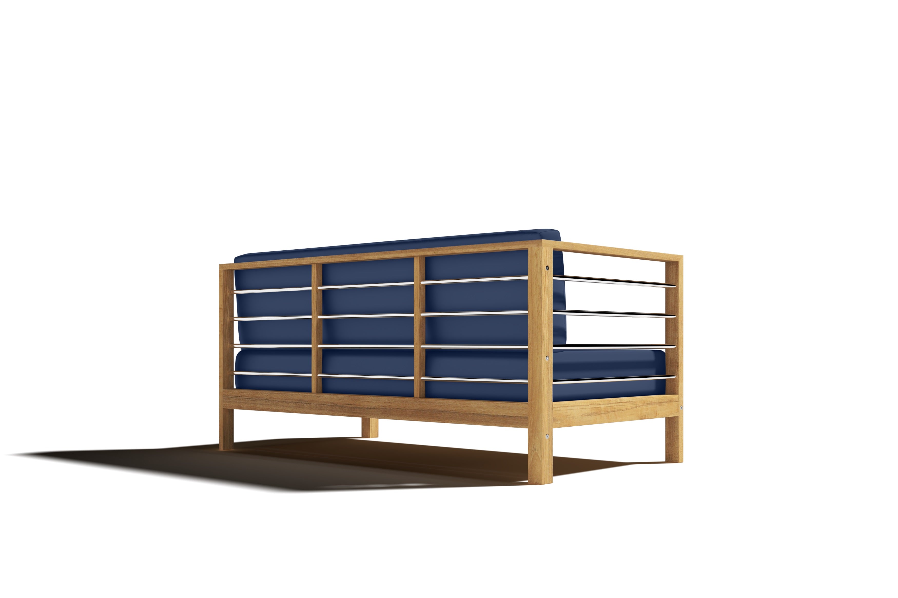 Leon Teak Outdoor Sectional Left Sofa with Sunbrella Navy Cushion - Waterproof Patio Furniture for Poolside, Garden & Backyard Relaxation