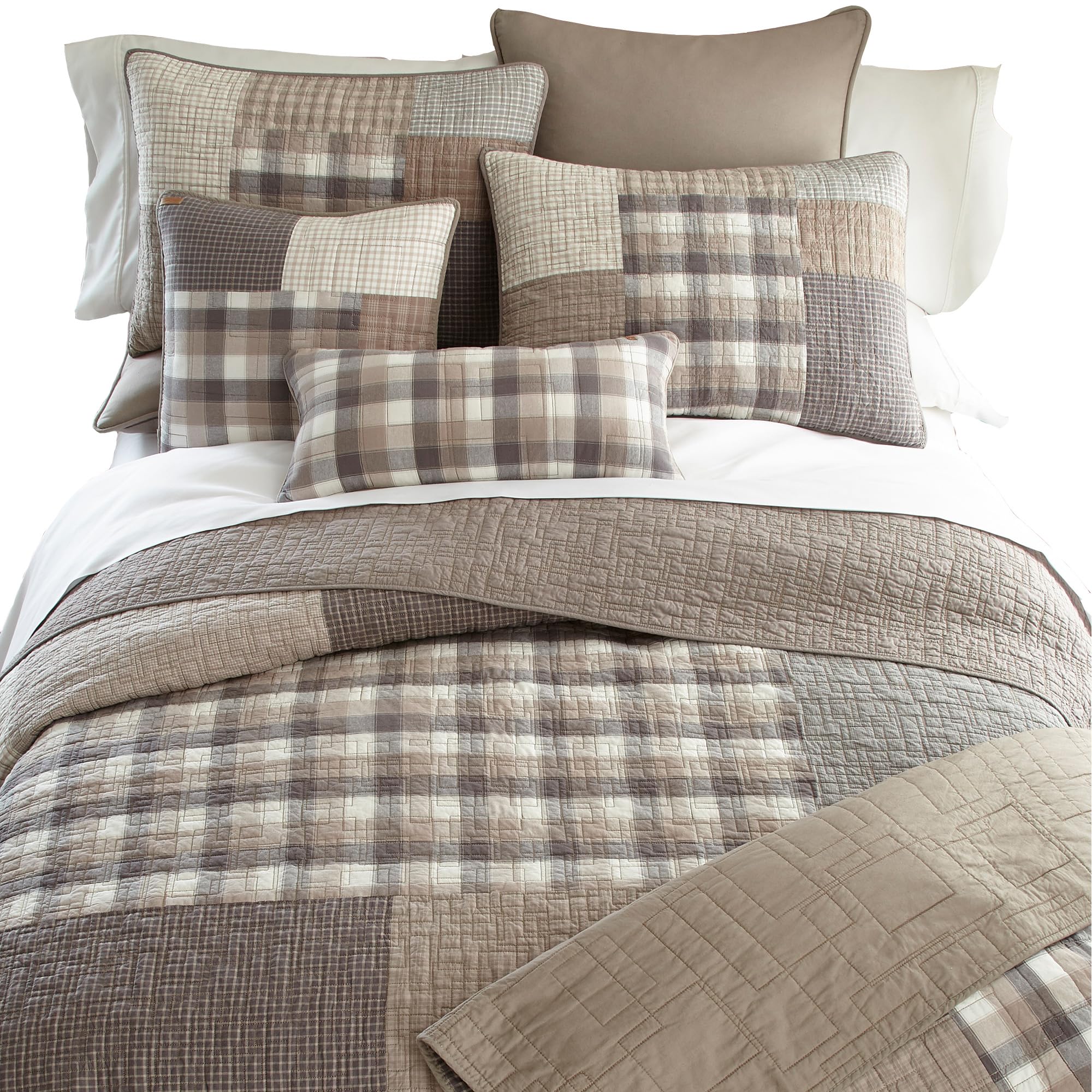 Donna Sharp 25-Piece Cotton Bedding Set - Smoky Square Queen Size, Soft & Breathable for Comfortable Sleep - Perfect for Master Bedrooms, Guest Rooms & Cozy Home Decor