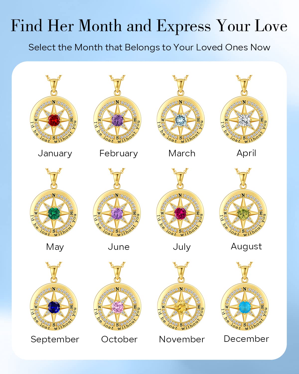 Elegant S925 Sterling Silver Compass Necklace for Women - 18K Gold Plated Romantic Jewelry Gift for Wife, Girlfriend, Anniversary, Valentine's Day | Perfect Birthday Present with 'I'd Be Lost Without You' Engraving | Ideal for Travel Lovers & Meaningful Occasions
