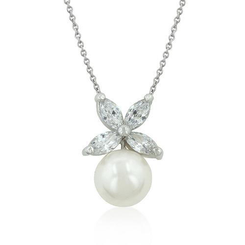 Elegant Butterfly White Pearl Pendant Necklace for Women - Perfect Gift for Birthday, Anniversary & Valentine's Day - Jewelry for Special Occasions & Everyday Wear