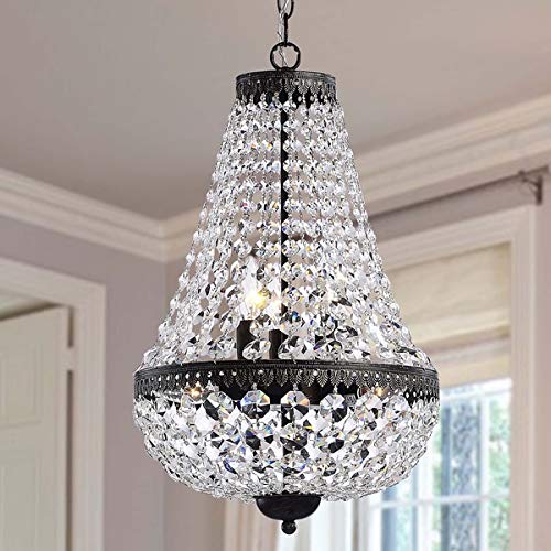 Vintage 6-Light Black Brushed Copper Chandelier - Elegant Antique Ceiling Light Fixture for Dining Room, Bedroom & Living Room Decor