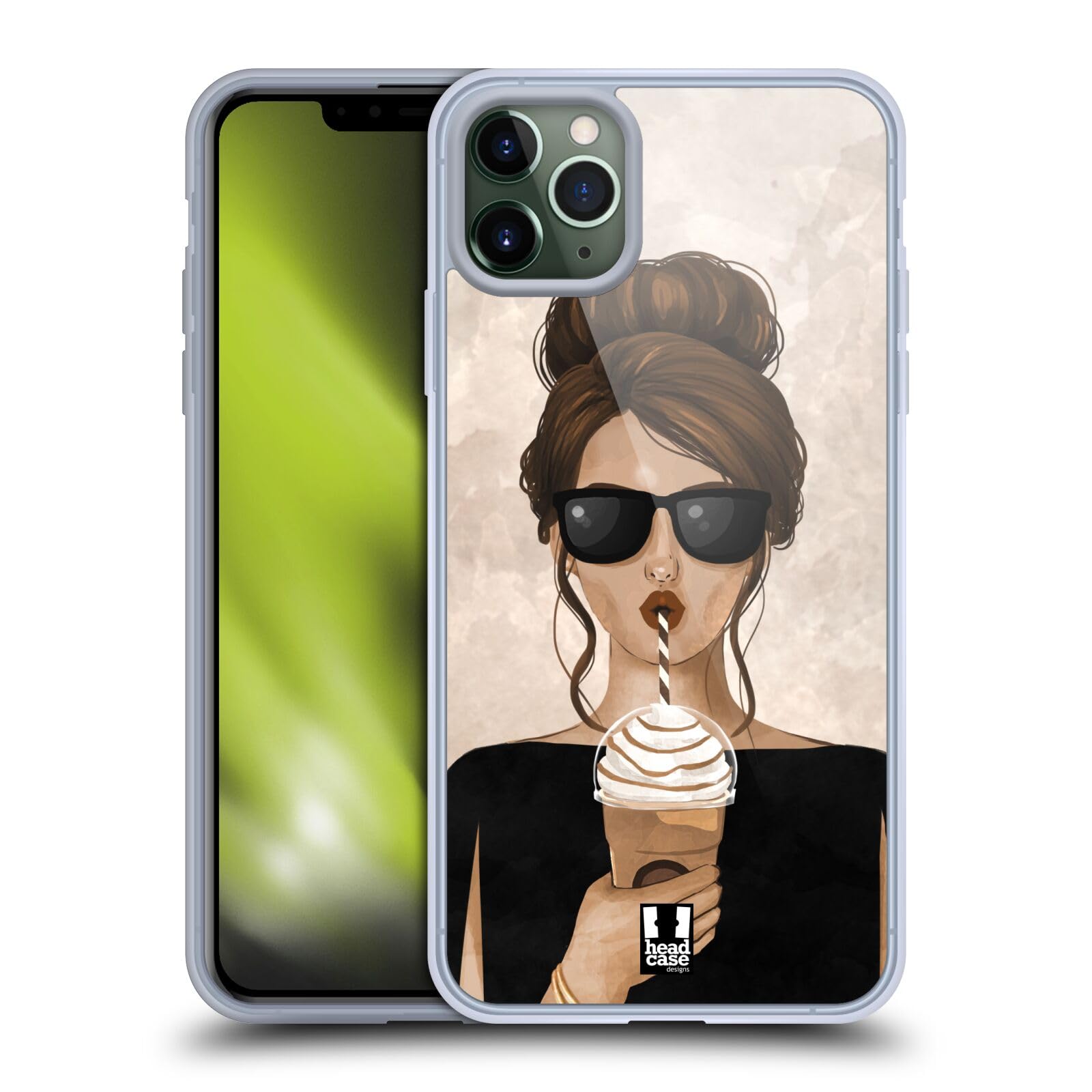 Girl with Frappe Coffee French Cafe Soft Gel Case for Apple iPhone 11 Pro Max - Cute Protective Phone Cover for Women, Coffee Lovers - Perfect for Daily Use, Office, and Cafe Outings