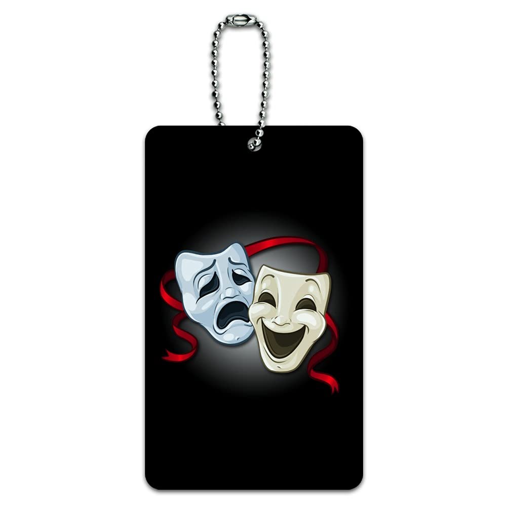 Greek Theater Drama Comedy Tragedy Masks Luggage Tag - Durable Suitcase ID Tag for Travel, Themed Parties & Theater Lovers | Perfect for Carry-On Bags, Backpacks & Costume Accessories