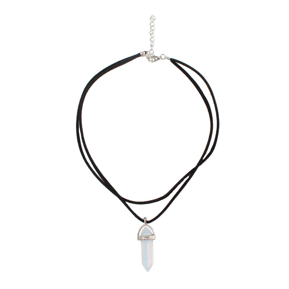 MVUDE Stone Pendant Necklace - Bohemian Hexagonal Gemstone Gothic Jewelry for Women | Perfect for Casual Wear, Parties & Spiritual Healing
