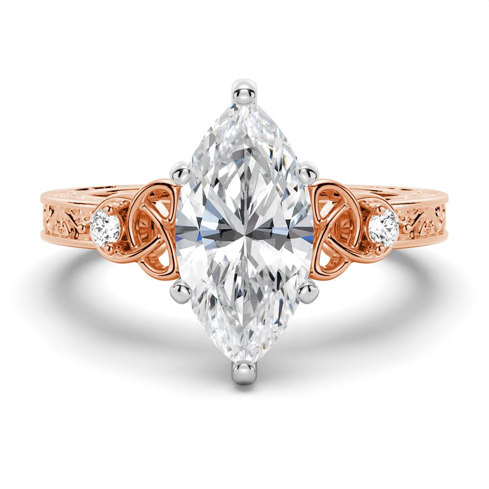 Vintage Celtic Knots Marquise Moissanite Engagement Ring for Women - 14K Gold Wedding Band, Unique Irish Knot Design, Durable Lab-Created Diamond Alternative (Perfect for Proposals, Anniversaries & Celtic-Themed Weddings)