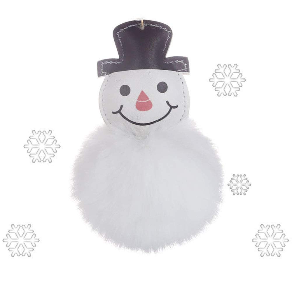 1pc Christmas Keychains Pom Pom - Snowman Fluffy Ball Key Ring for Car Keys, Handbag, Tote Bag - Cute Holiday Pendant for Christmas Party Favors, Decorations & Gifts - Perfect for Stocking Stuffers & Holiday Gift Exchanges