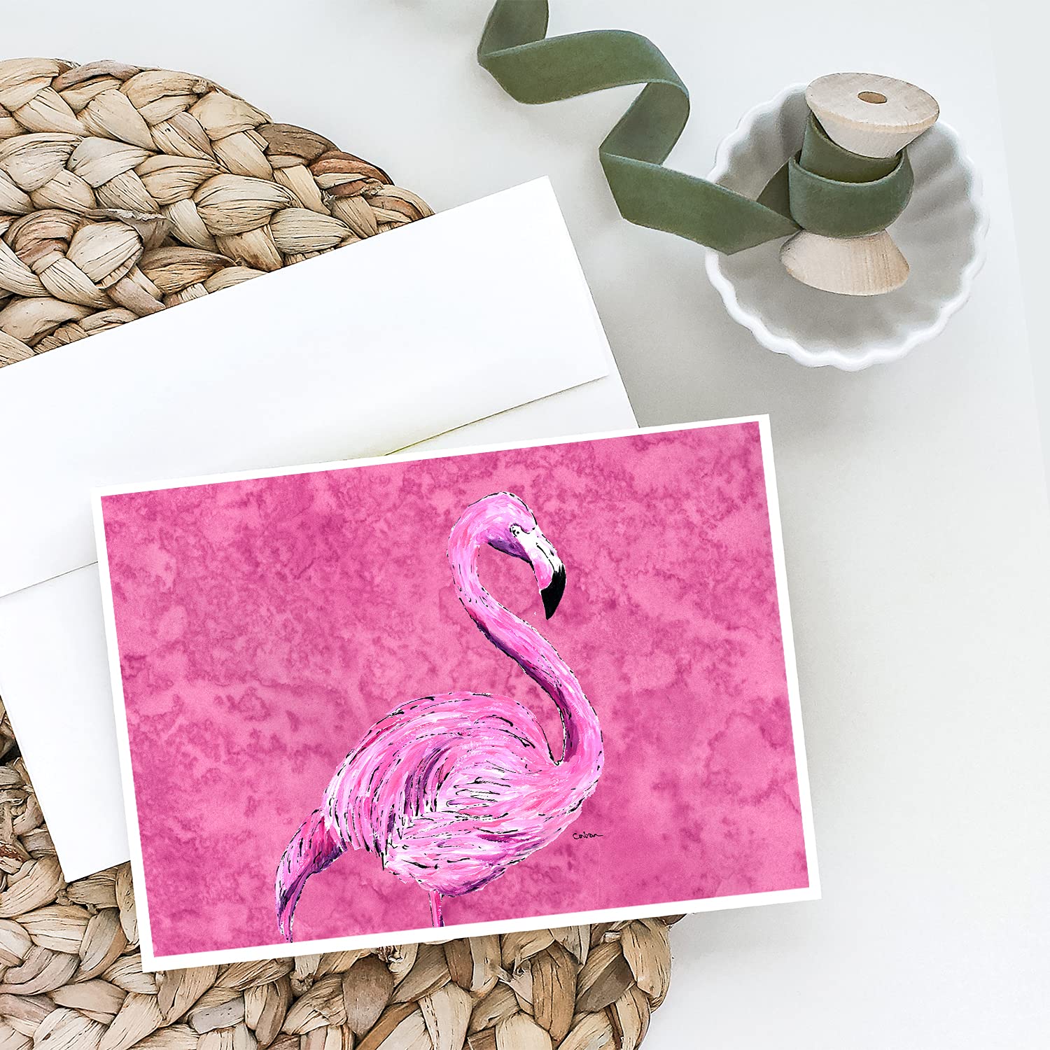 Flamingo on Pink Greeting Cards & Envelopes - Pack of 8 Blank A7 Note Cards (5x7 Inches) | Whimsical Floral Stationery for Birthdays, Thank You Notes & Special Occasions