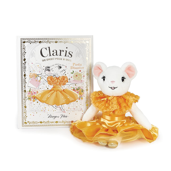 Claris The Mouse: Pasta Disaster & Tangerine Plush Book Bundle | Bilingual Children's Storybook with Soft Plush Toy | Perfect for Bedtime Reading and Playtime