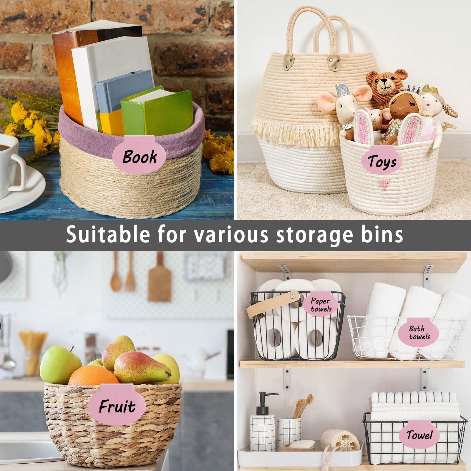 Metal Pantry Baskets 6-Pack with Chalk Labels - Kitchen Organization Storage
