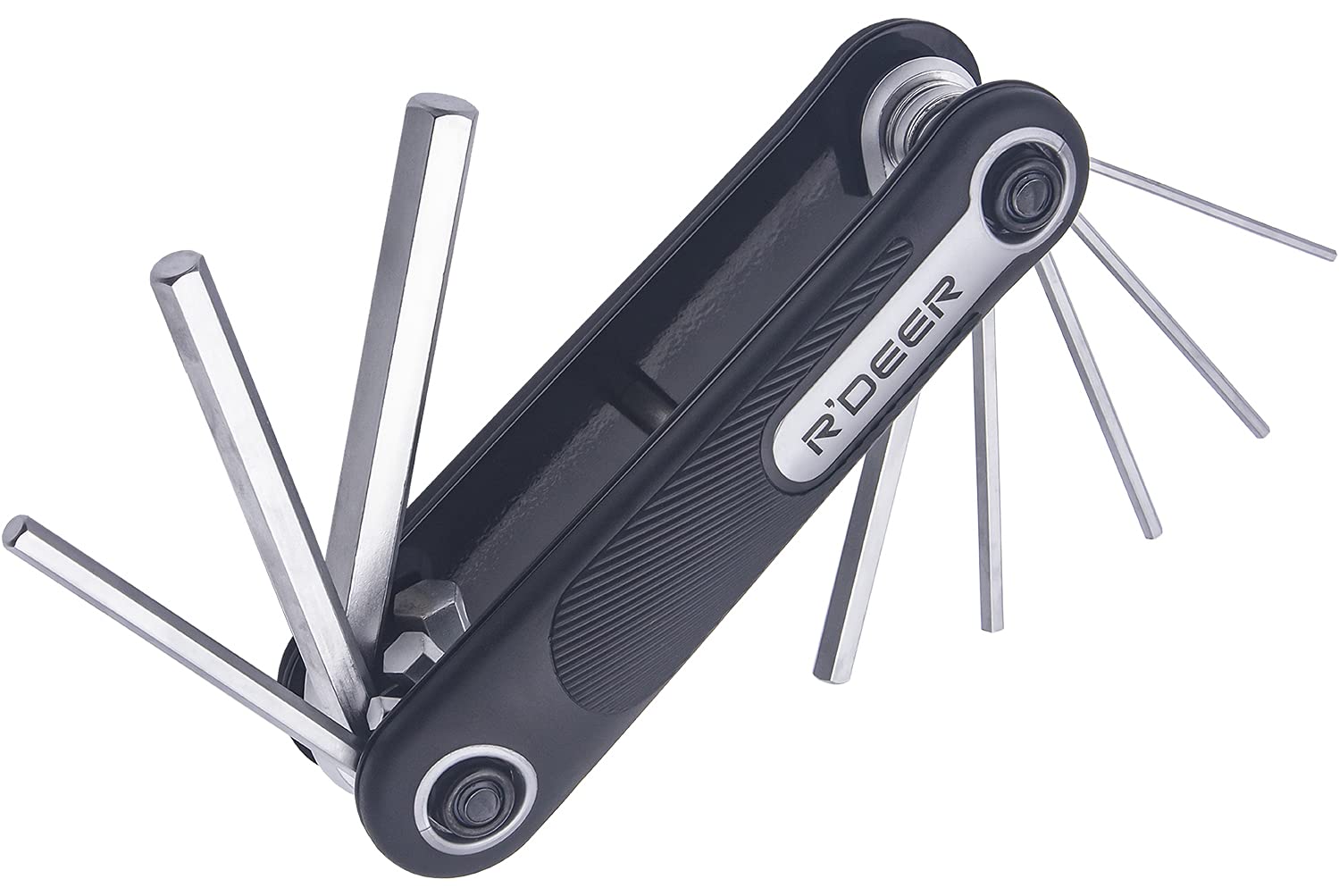 R'DEER 8-in-1 Folding Hex Key Set - Metric Allen Wrench Kit (1.5mm-8mm) with Comfort Grip | Portable Bike Repair Tool for Cycling, Home DIY & Outdoor Maintenance