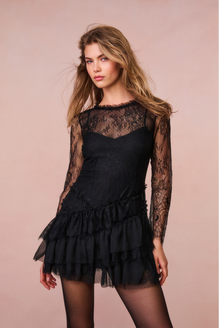 Amberleigh Lace Mini Dress - Elegant Floral Lace Party Dress for Women | Perfect for Cocktail Parties, Weddings & Date Nights