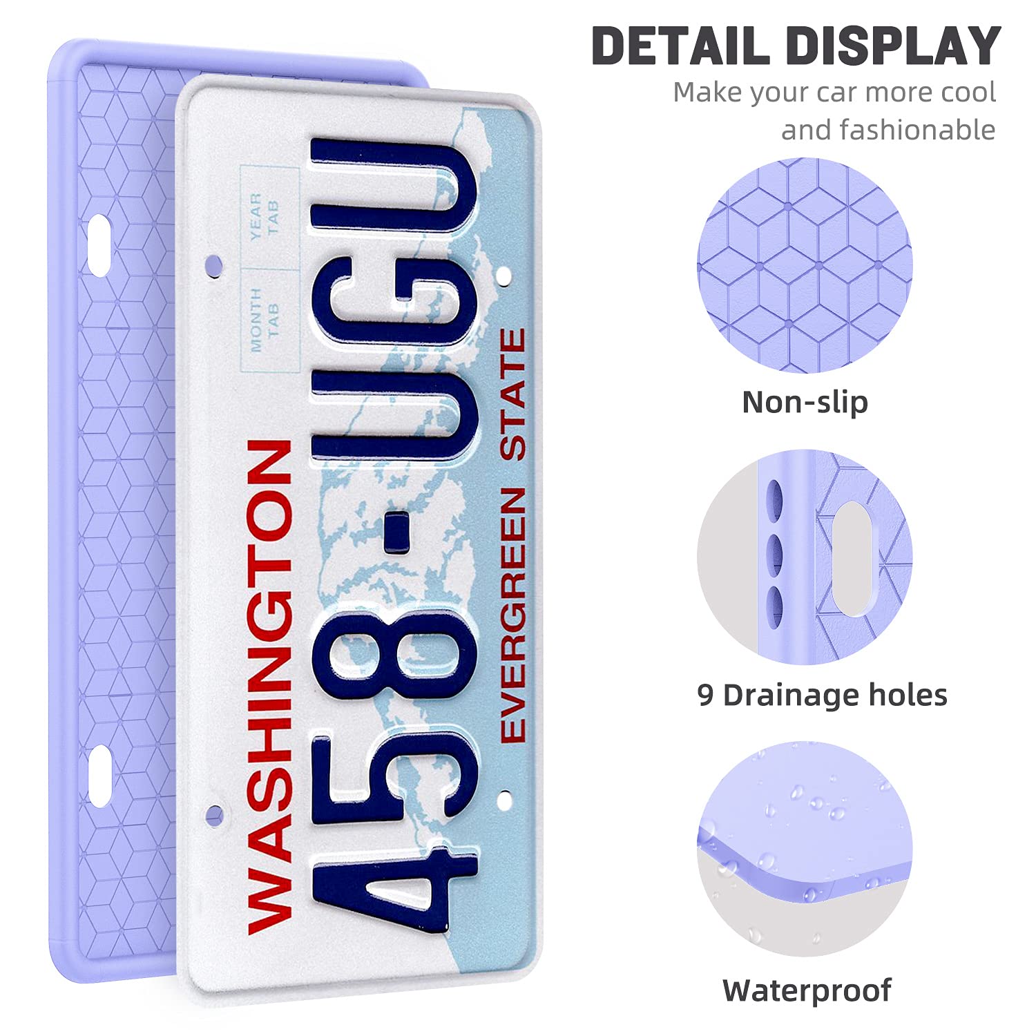 2 Pack Blue Silicone License Plate Frame Holder - Rust Proof, Rattle Proof & Weather Resistant - Front & Back Cover for US/CA Standard Cars - Perfect for Daily Commute, Road Trips & Vehicle Protection
