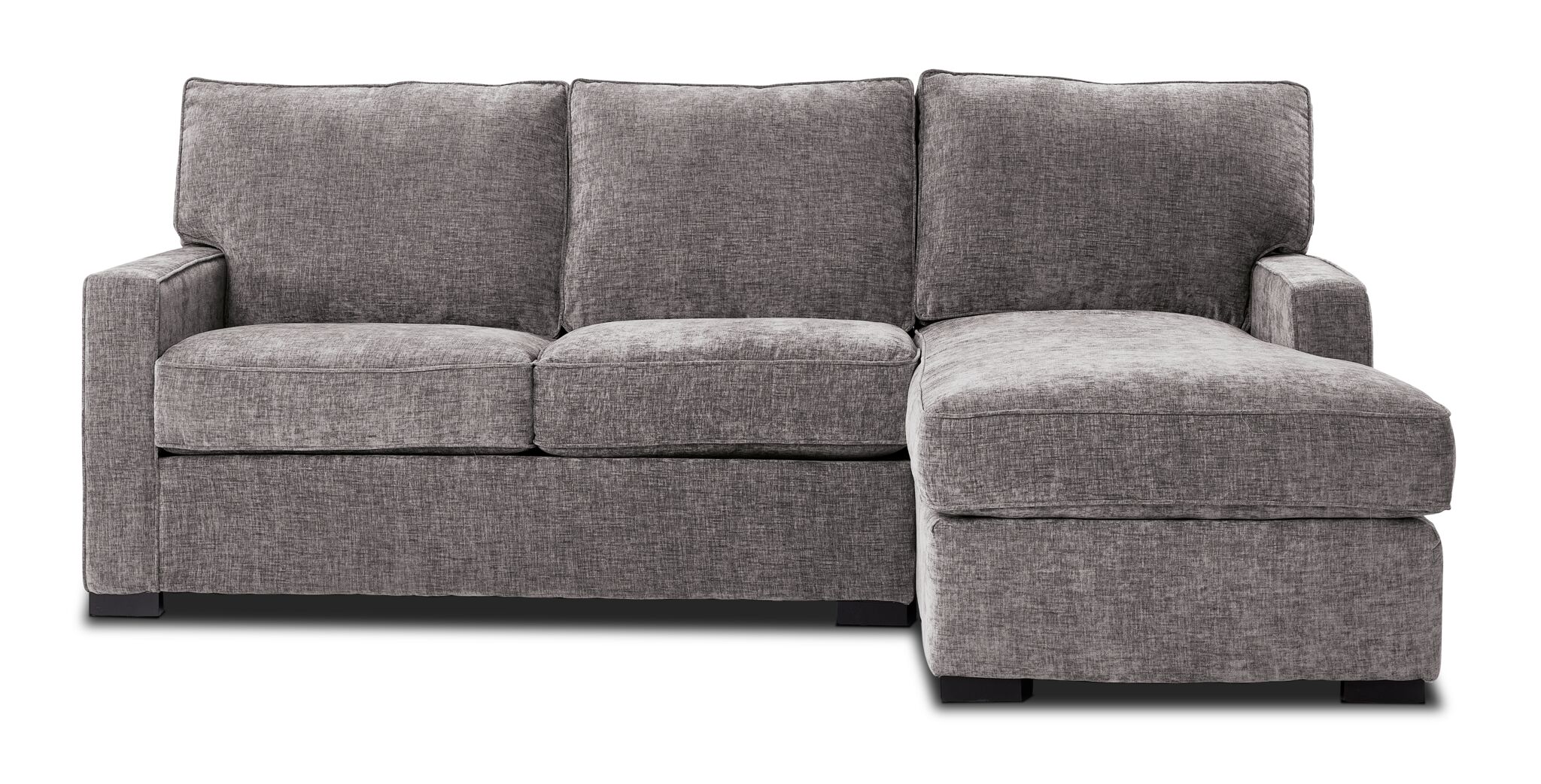 Charlotte 2-Piece Sectional Sofa with Right Facing Chaise in Smoke Gray - Modern Living Room Furniture for Small Spaces & Apartments