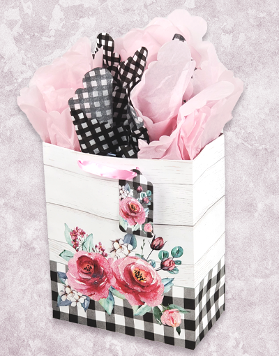 Farmhouse Blossoms Gift Bags - Elegant Floral Design Garden Party Favor Bags for Weddings, Baby Showers & Special Occasions