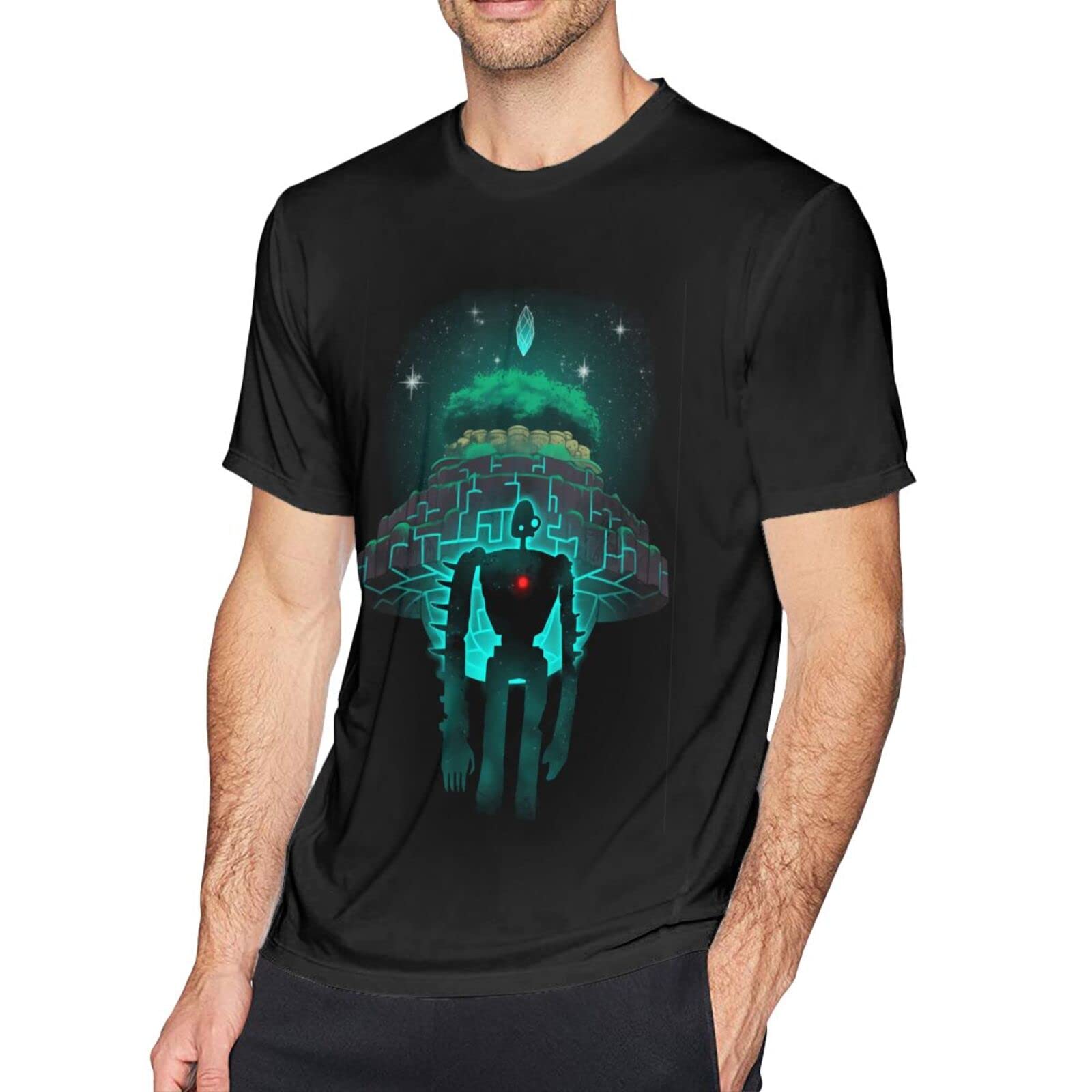 Castle in The Sky Anime T-Shirt for Men - Summer Round Neck Short Sleeve Cotton Tee - Casual Wear & Cosplay Outfit