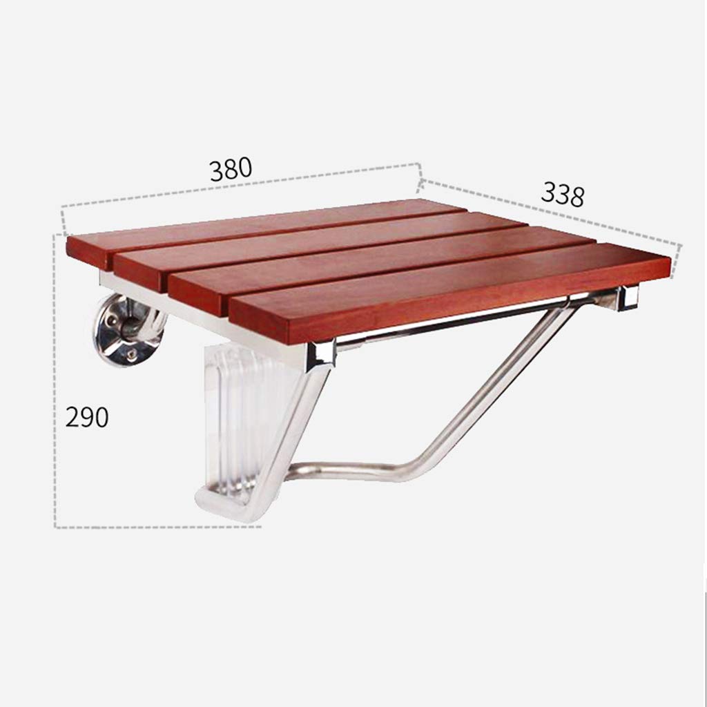 Foldable Wall-Mounted Shower Seat - Solid Wood Bath Chair with Stainless Steel Bracket | ADA Compliant Shower Stool for Elderly & Disabled | Non-Slip Bathroom Safety Seat for Seniors, Shower Bench for Small Spaces