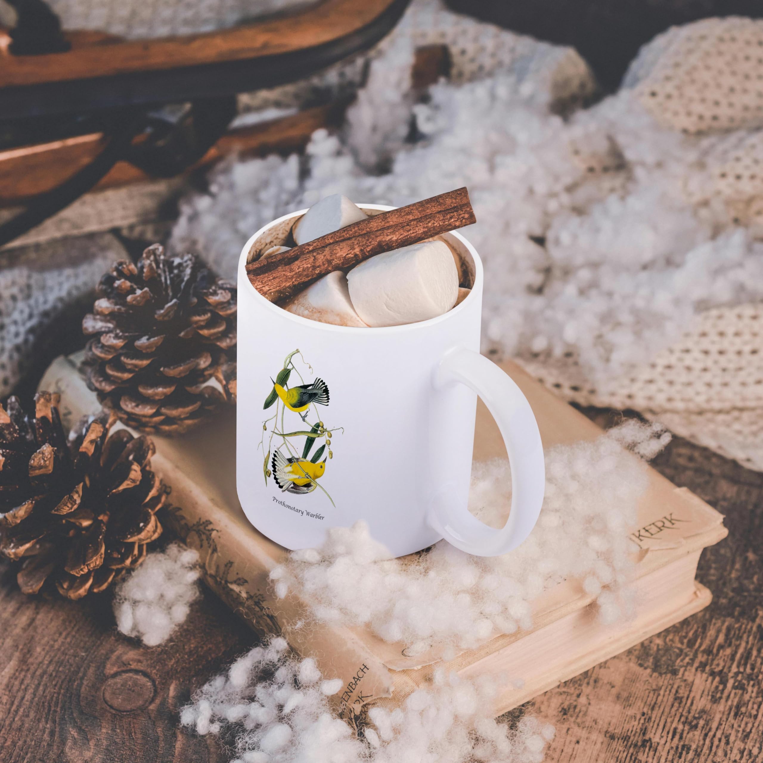 11oz Funny Prothonotary Warbler Coffee Mug by John James Audubon - Bird Lover's Gift, Unique Ceramic Cup for Home, Office & Gifts - BLN John James Audubon Collection