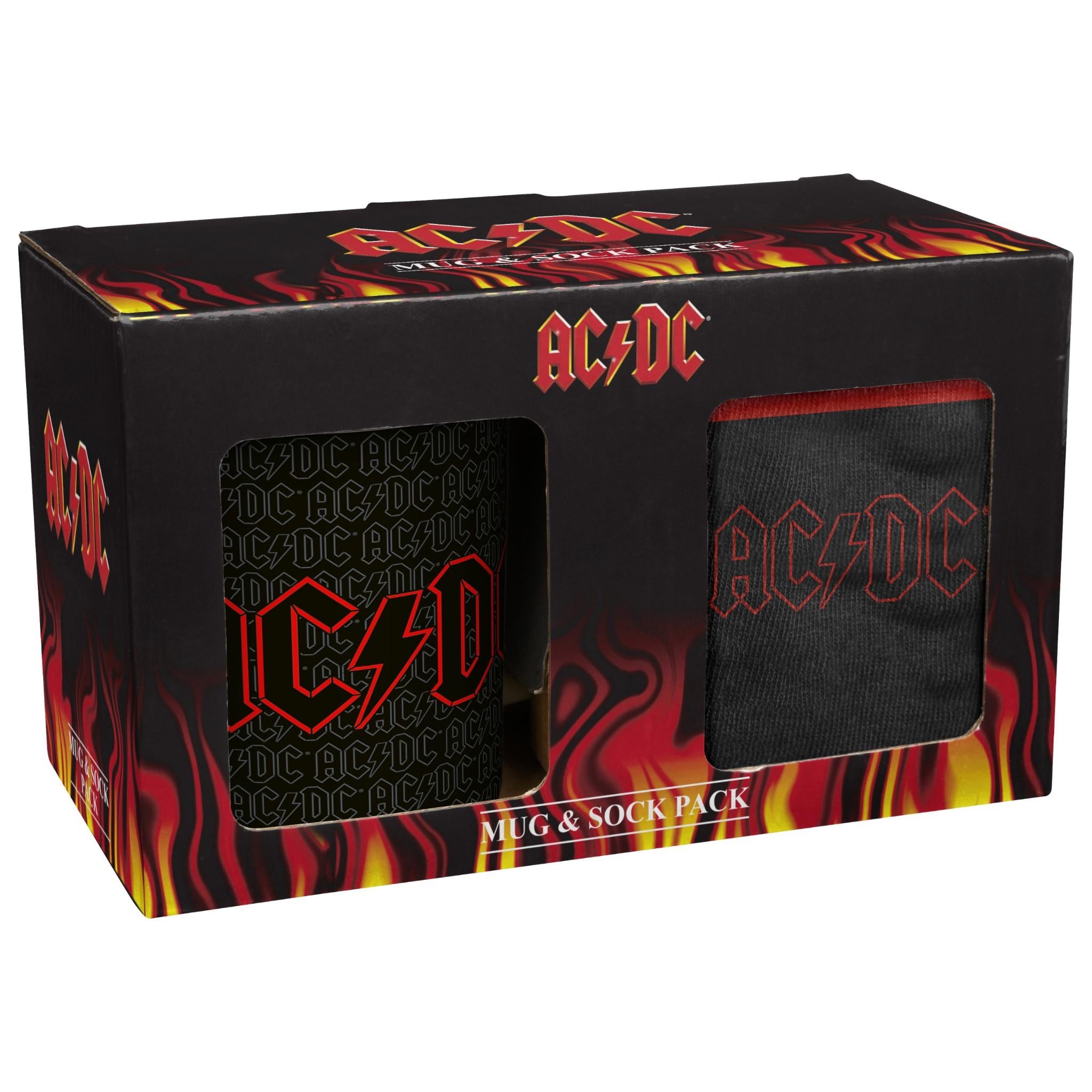 AC/DC Official Logo Coffee Mug & Socks Gift Set - Perfect for Rock Music Fans, Morning Coffee & Casual Wear