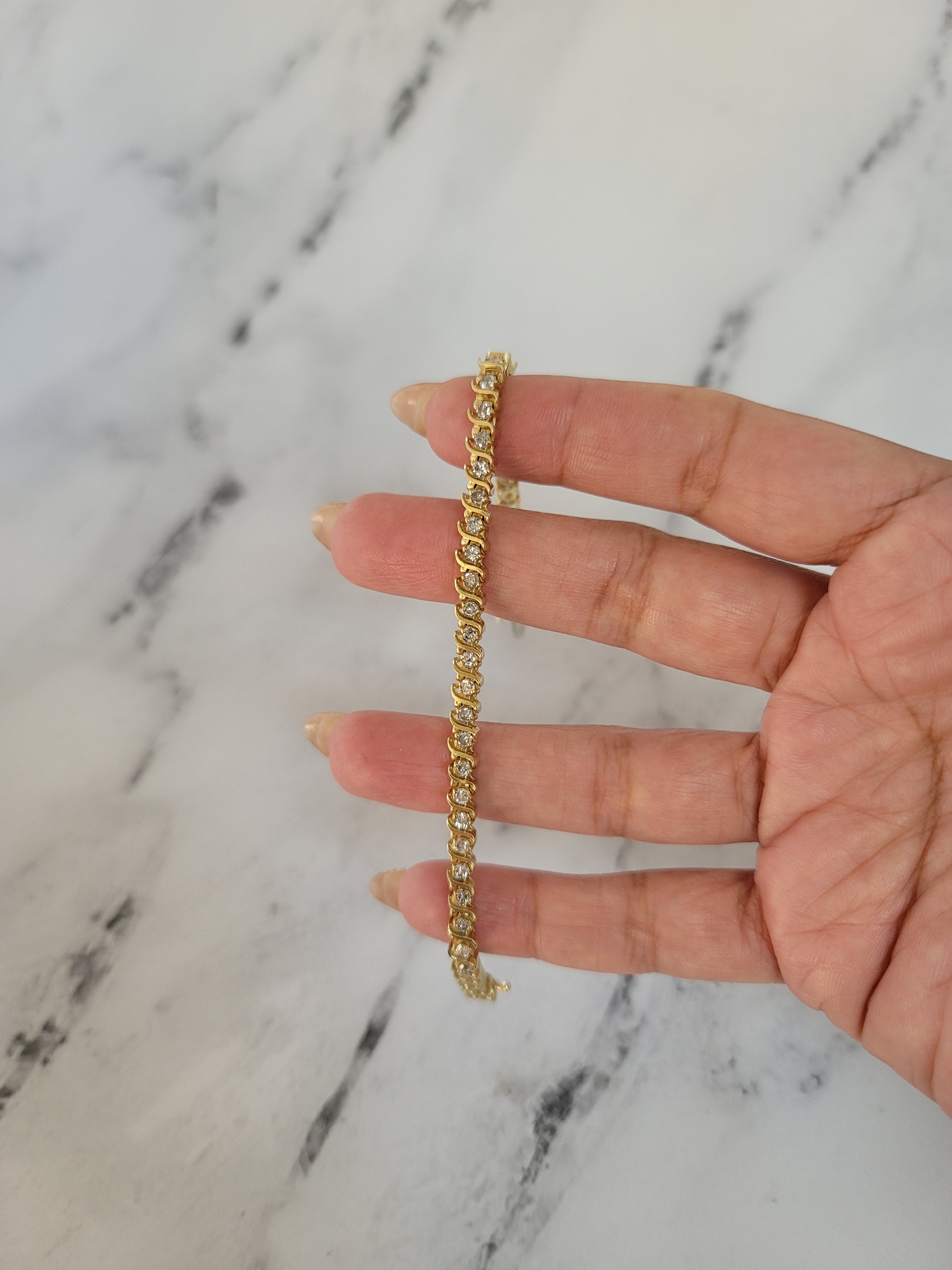 3 Carat S-Style Diamond Tennis Bracelet for Women - 14K White Gold Elegant Jewelry Gift for Anniversary, Wedding & Special Occasions