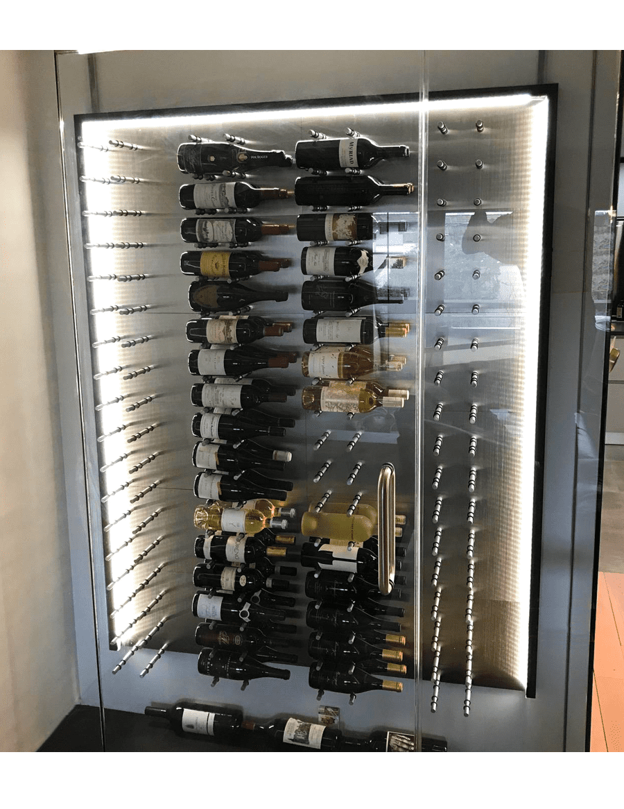 Premium Fusion Wine Wall Panel (Label Forward) - Alumasteel Rack Holds 9 Bottles - Perfect for Home Bars, Wine Cellars & Modern Kitchen Decor