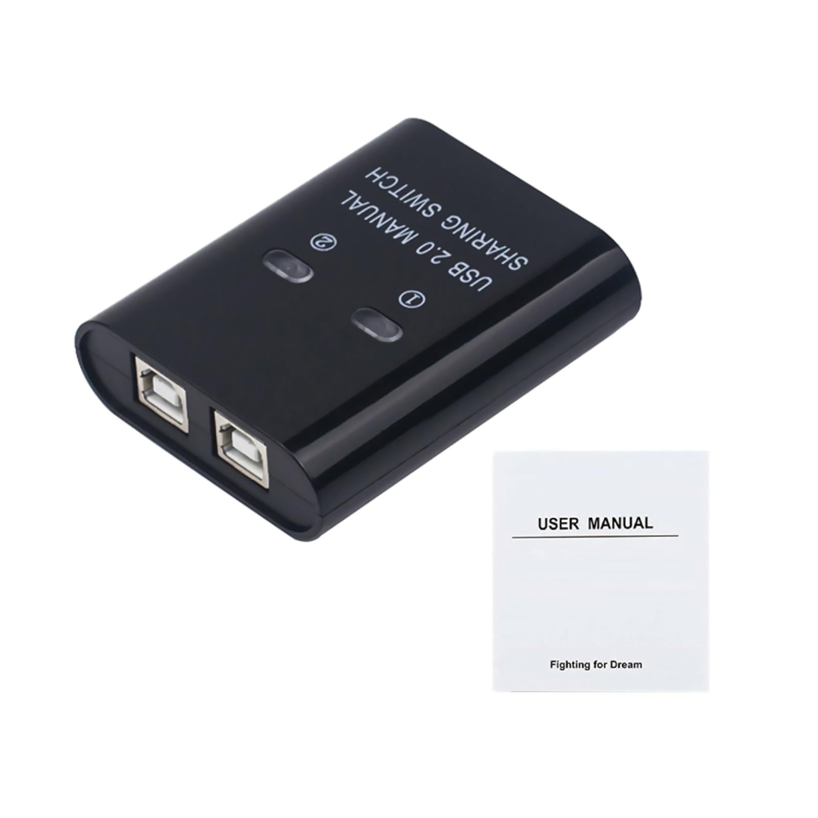 WANSUPYIN 2 Port USB 2.0 KVM Switch - 2 in 1 Out USB Switcher for PC, Laptop, Keyboard, Mouse, Printer & Scanner - Perfect for Home Office & Multi-Device Workspace Setup