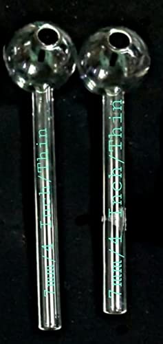 Newzenx® 4 Inch Clear Oil Crystal Pipe (7mm Thick) - 2 Piece Combo Pack with Velvet Pouch & Pipe Cleaner - Perfect for Essential Oils, Aromatherapy & Relaxation at Home