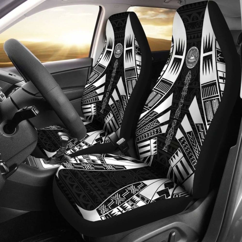 American Samoa Car Seat Covers - Polynesian Tattoo Black Design - Universal Fit for Cars, Trucks & SUVs - Durable & Stylish Protection for Your Vehicle Interior