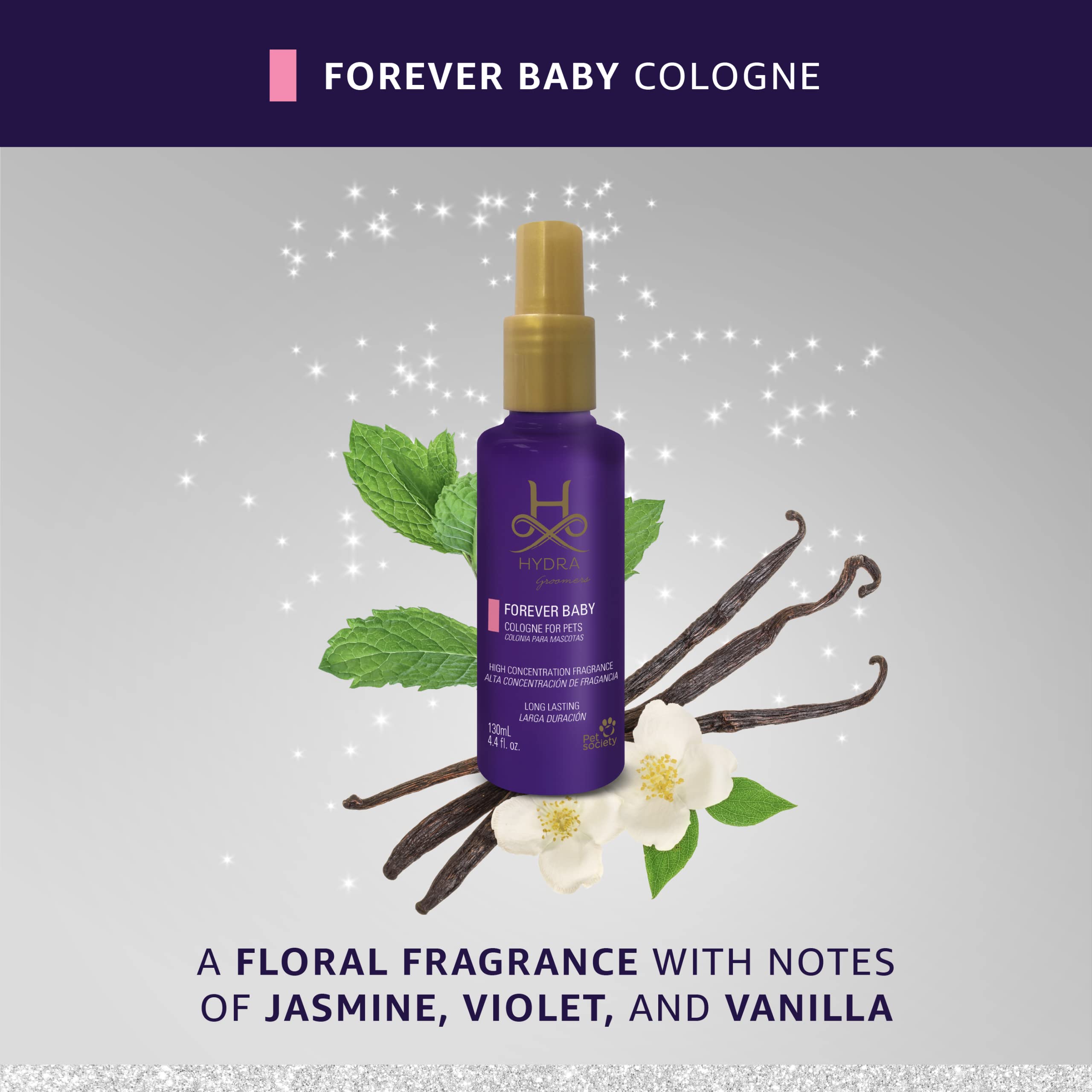 Hydra Forever Baby Pet Cologne for Dogs & Cats - Grooming & Finishing Spray, 4.4 oz | Gentle Fragrance for Fresh-Smelling Pets After Bathing, Grooming & Outdoor Activities