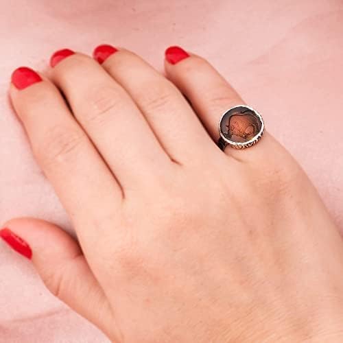 Natural Agate Gemstone Ring for Women - 925 Sterling Silver & 24K Gold Plated Oval Agate Jewelry - Elegant Boho Wedding, Anniversary & Everyday Fashion Accessory
