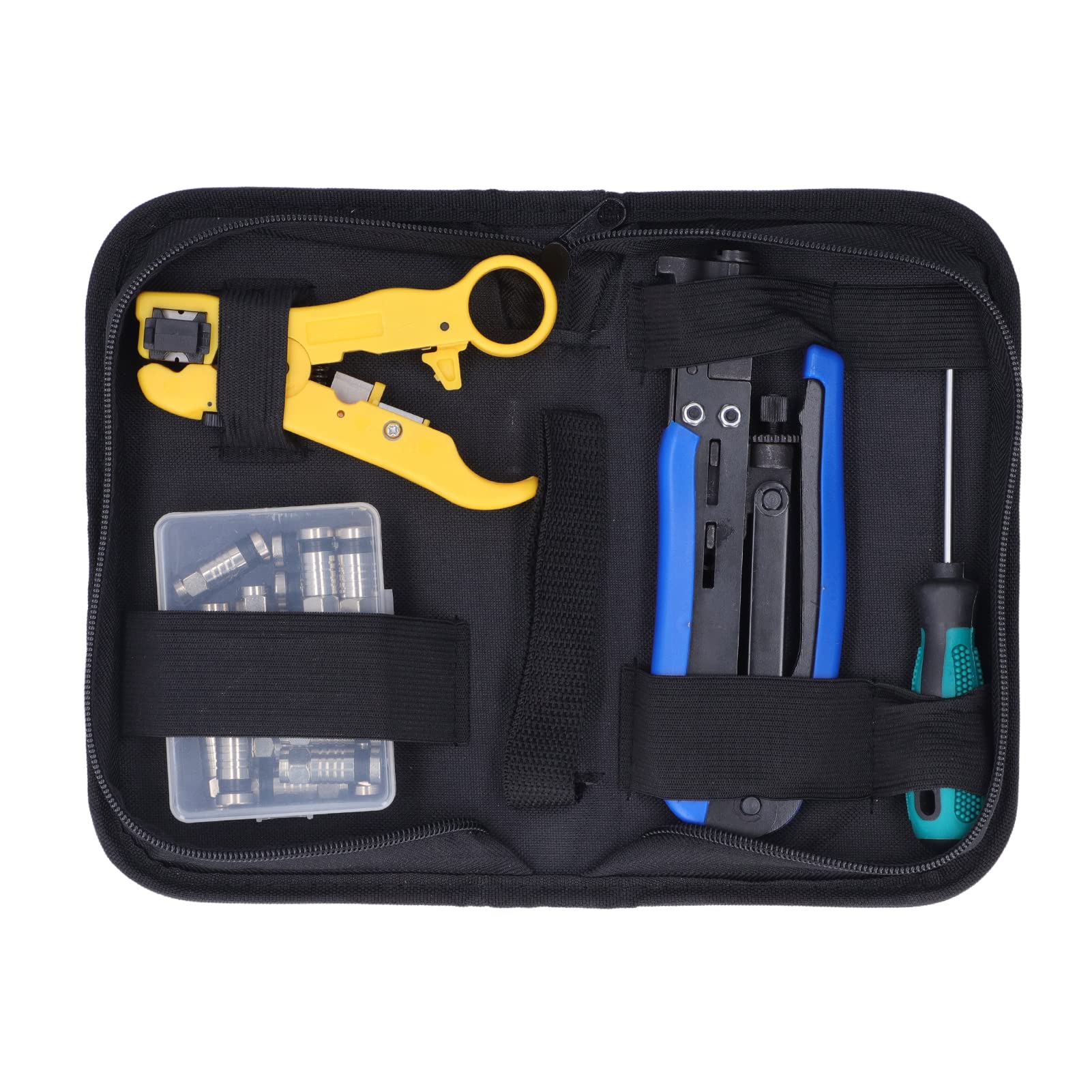 Professional Coax Cable Crimper Kit - Multifunctional Network Tool for Stripping & Crimping - Ideal for Home, Office & Telecom Installations