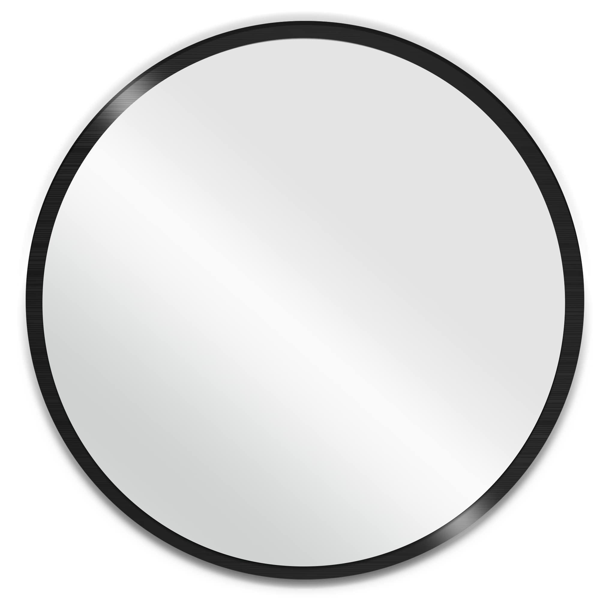 20 Inch Round Wall Mirror - Brushed Metal Frame Circle Mirror for Bathroom, Living Room, Bedroom & Entryway - Modern Home Decor & Daily Use (Black) - Perfect for Vanity, Makeup & Interior Design
